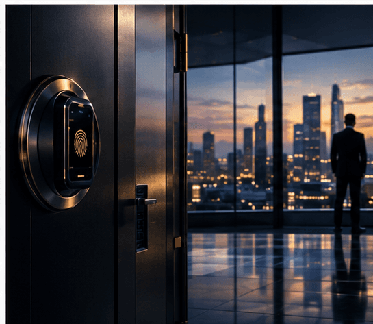 Modern glass architecture at dusk representing institutional confidentiality